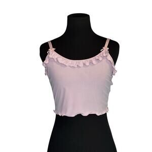 Lilac ruffled fitted tank top cami size Medium